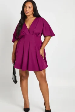 Robe patineuse à jupe plissée Plus