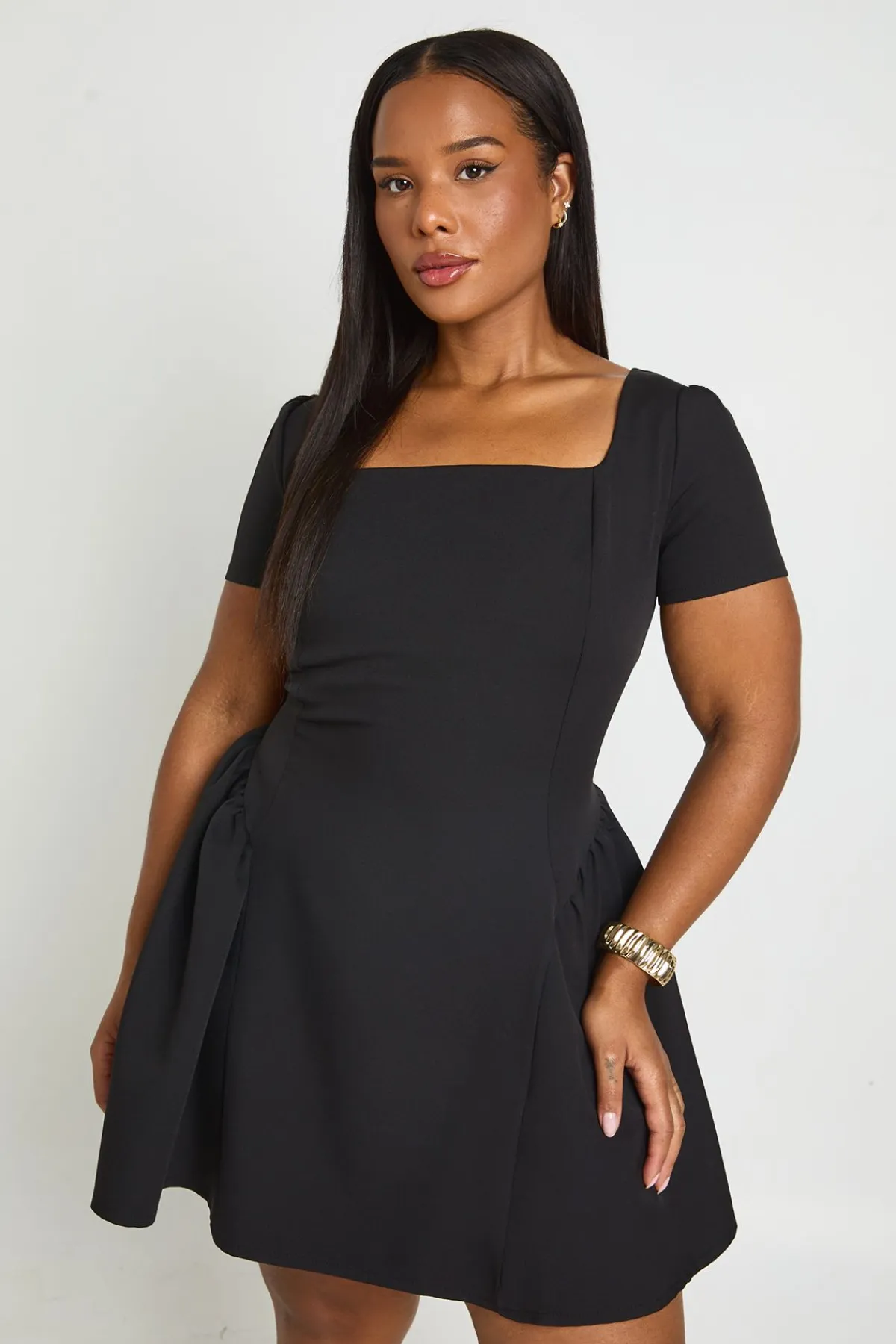 boohoo Robe Patineuse À Manches Bouffantes Grande Taille<Femme Robes Patineuses|Robes