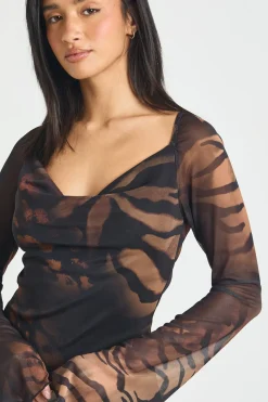 Robe Patineuse à Manches Longues Imprimé Animal Petite Taille