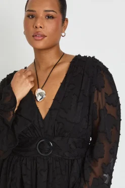 Robe Patineuse Manches Longues Motif Floral Dévoré Grande Taille