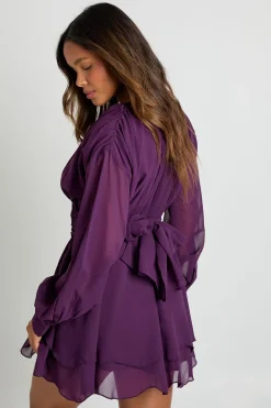Robe patineuse à manches longues en chiffon