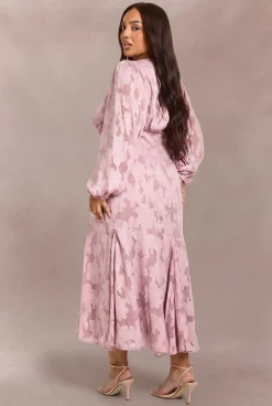 Robe Patineuse Manches Longues Motif Floral Dévoré Grande Taille