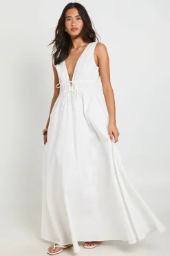 boohoo Robe Patineuse Maxi À Décolleté Plongeant Et Nœud Frontal<Femme Robes Patineuses|Robes