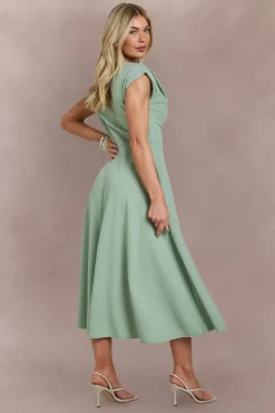 Robe Patineuse Midi Asymétrique En Crêpe