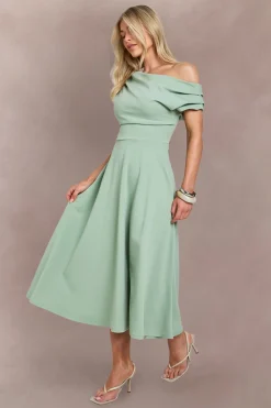 Robe Patineuse Midi Asymétrique En Crêpe