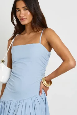 Robe Patineuse Midi En Lin Avec Fronces Et Ourlet Tombant