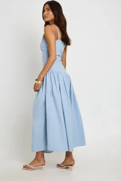Robe Patineuse Midi En Lin Avec Fronces Et Ourlet Tombant