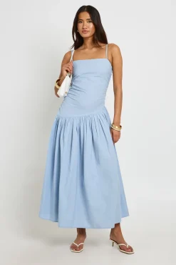 Robe Patineuse Midi En Lin Avec Fronces Et Ourlet Tombant