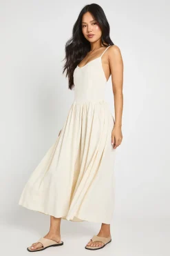 Robe Patineuse Midi En Lin Premium Avec Détail Corset Petite
