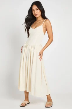 Robe Patineuse Midi En Lin Premium Avec Détail Corset Petite