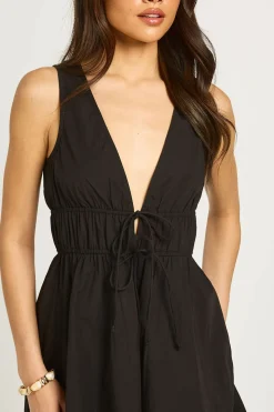 Robe Patineuse Mini À Décolleté Plongeant Et Nœud Devant