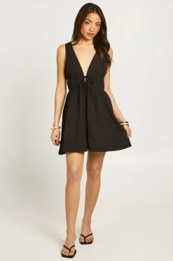 Robe Patineuse Mini À Décolleté Plongeant Et Nœud Devant