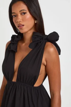 Robe Patineuse Mini En Popeline De Coton Avec Liens Aux Épaules