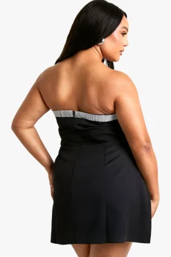boohoo Robe Patineuse Mini Grande Taille Avec Ornements Strass<Femme Robes Patineuses|Robes