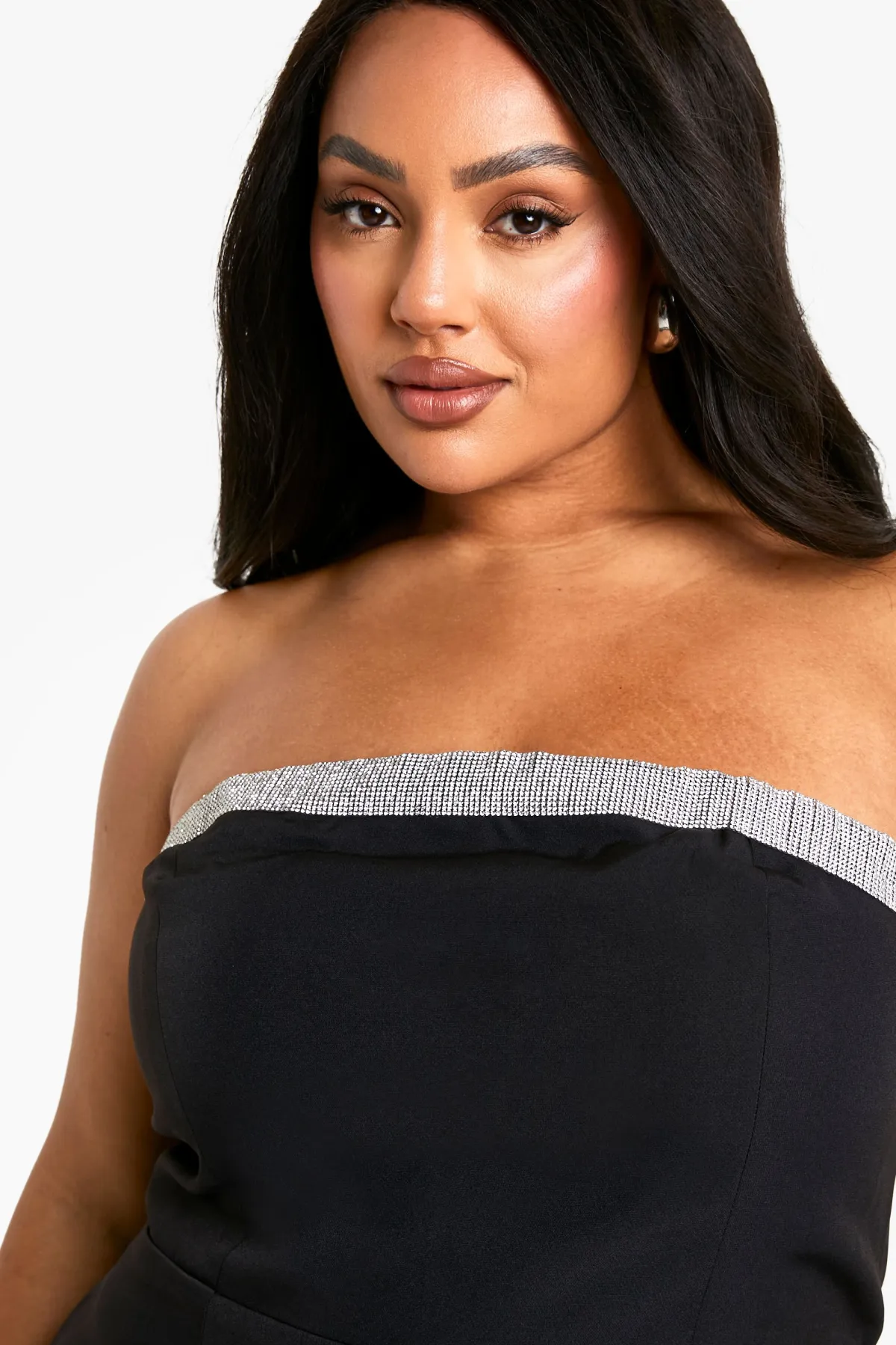 boohoo Robe Patineuse Mini Grande Taille Avec Ornements Strass<Femme Robes Patineuses|Robes
