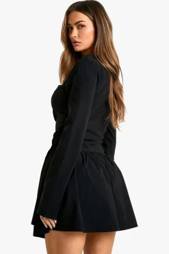 boohoo Robe Patineuse Mini À Manches Longues<Femme Robes Patineuses|Robes À Manches Longues
