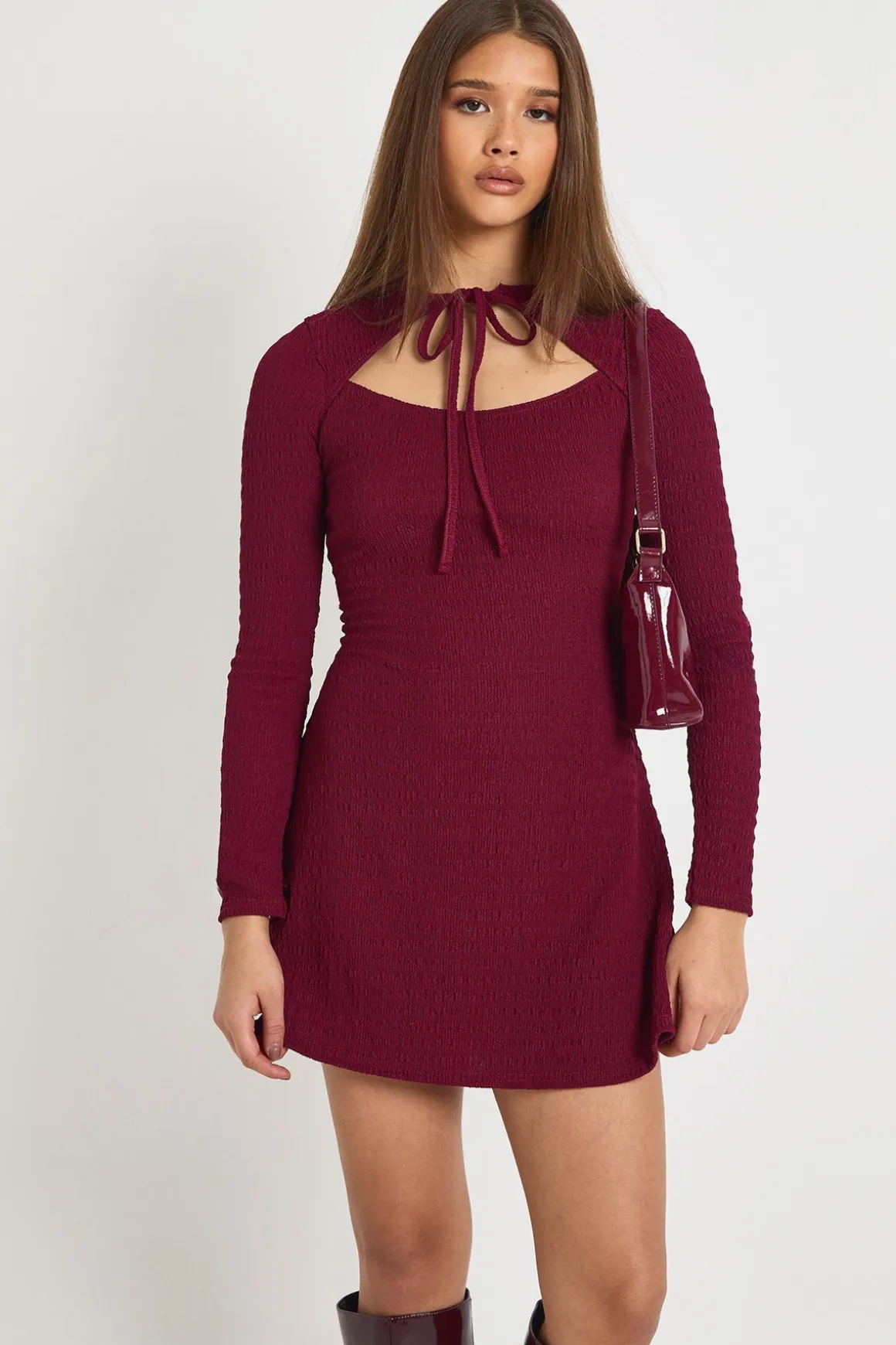 Robe patineuse à nouer à l'avant texturée