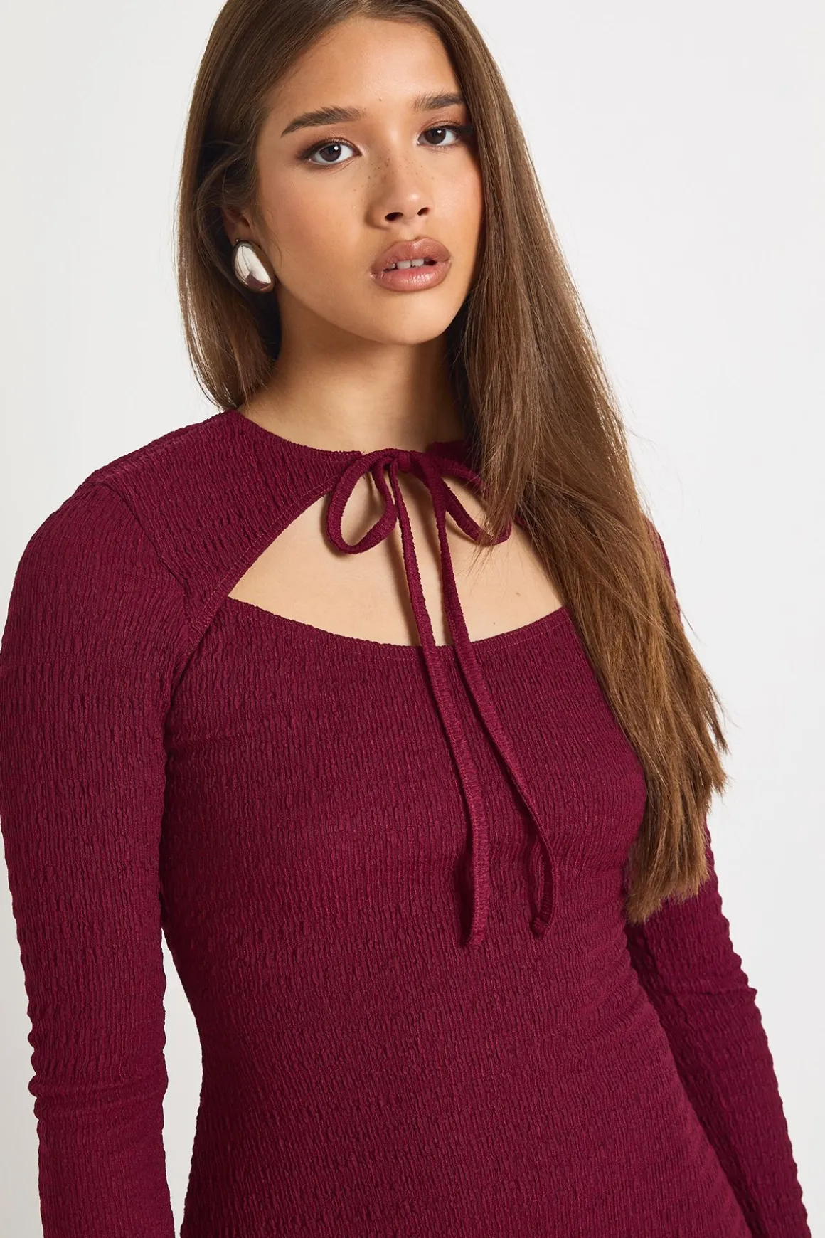 Robe patineuse à nouer à l'avant texturée