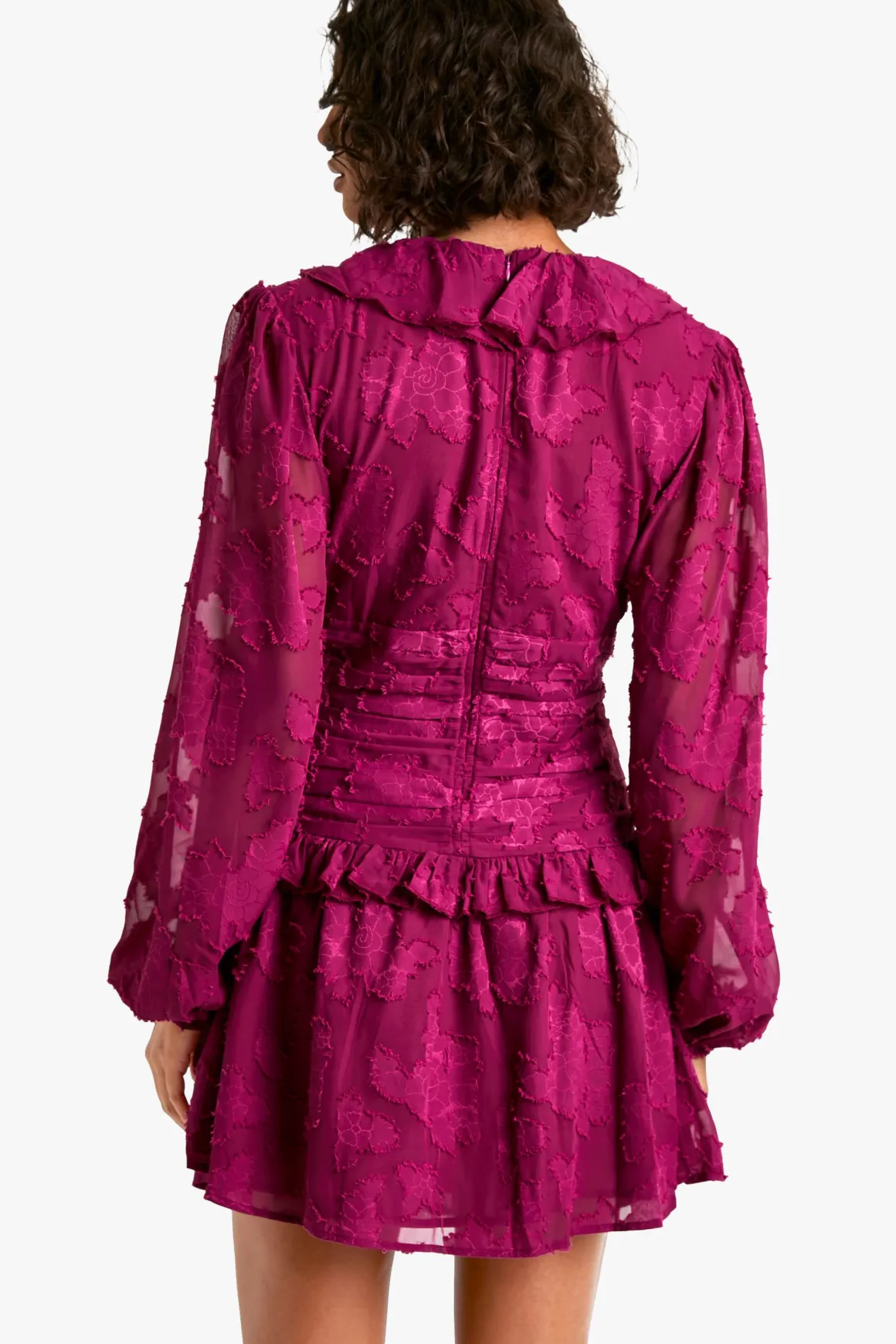 Robe Patineuse Plissée à Décolleté Plongeant avec Volants et Motif Floral Dévoré Tall