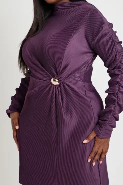 boohoo Robe Patineuse Plissée Grande Taille Avec Finitions Dorées<Femme Robes Patineuses|Robes À Manches Longues