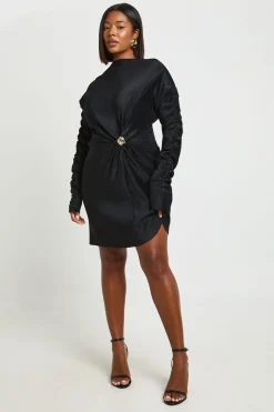 Robe Patineuse Plissée Grande Taille Avec Finition Dorée