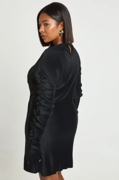 Robe Patineuse Plissée Grande Taille Avec Finition Dorée