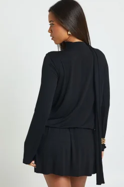 Robe Patineuse Portefeuille à Détail Foulard Chinée