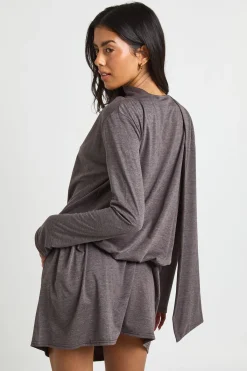 boohoo Robe Patineuse Portefeuille Chinée avec Détail Foulard<Femme Robes Patineuses|Robes À Manches Longues
