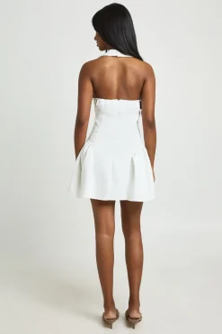 boohoo Robe Patineuse Structurée À Encolure Américaine Plongeante Ajustée<Femme Tons Neutres|Robes Patineuses