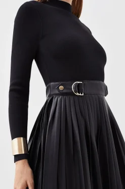 Robe Patineuse Tricotée avec Détails en synthétique