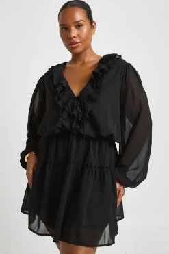 boohoo Robe Patineuse À Volants En Mousseline Grande Taille<Femme Robes Patineuses|Robes À Manches Longues