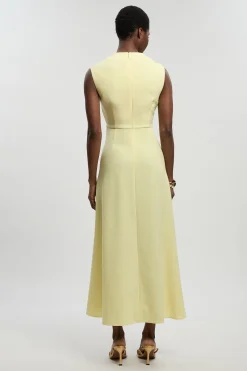 KarenMillen Robe Petite Ajustée À Encolure Drapée Et Jupe Ample Polie<Femme Robes Mi-Longues|Robes