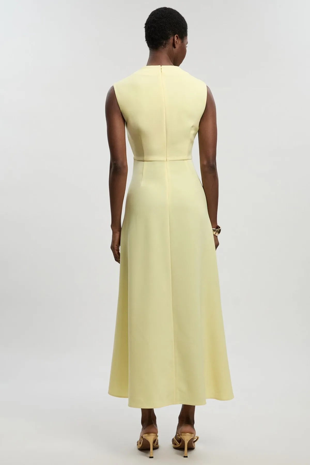 KarenMillen Robe Petite Ajustée À Encolure Drapée Et Jupe Ample Polie<Femme Robes Mi-Longues|Robes