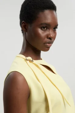 KarenMillen Robe Petite Ajustée À Encolure Drapée Et Jupe Ample Polie<Femme Robes Mi-Longues|Robes