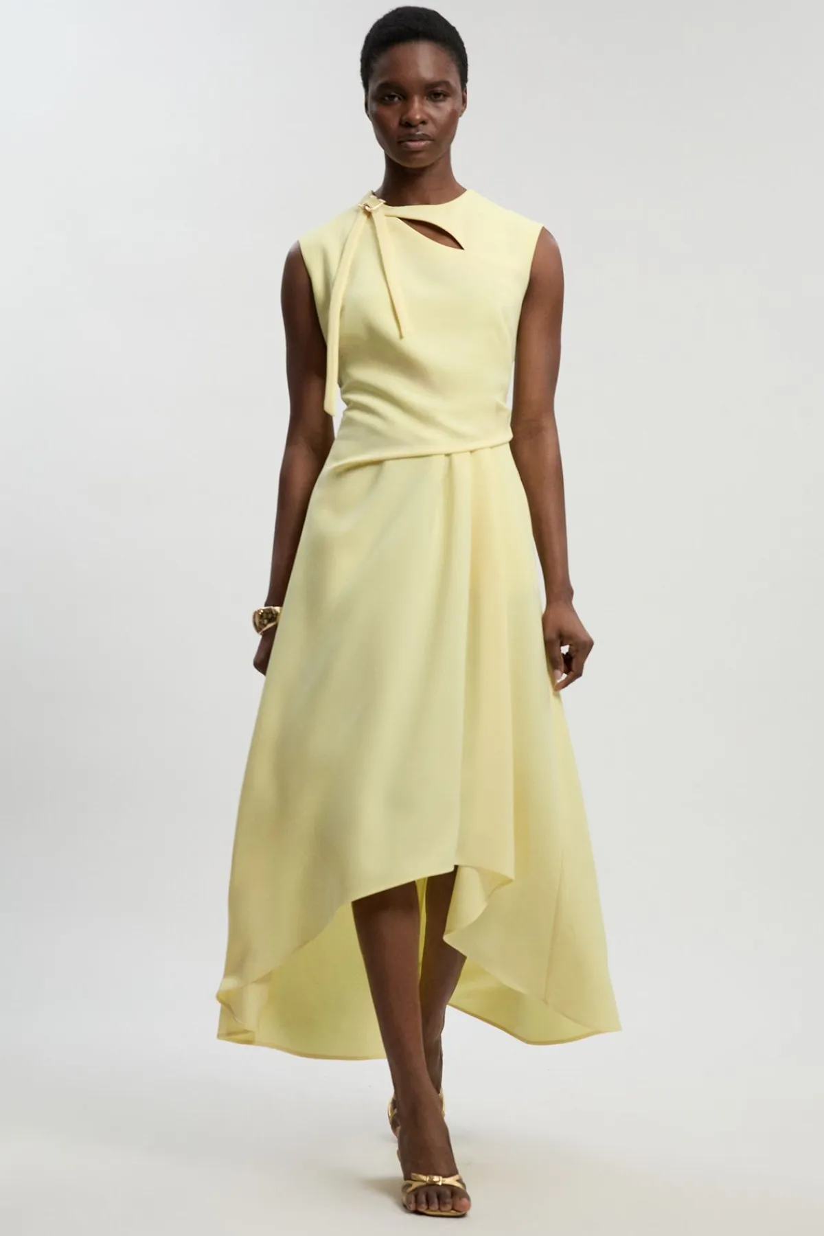 KarenMillen Robe Petite Ajustée À Encolure Drapée Et Jupe Ample Polie<Femme Robes Mi-Longues|Robes