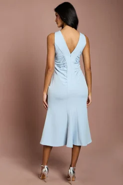 Robe Petite à Col V Froncée