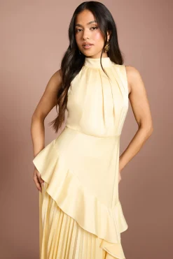 Coast Robe Petite En Crêpe Satiné Dos Sans Manches À Volants Plissés<Femme Satin Et Dentelle|Robes