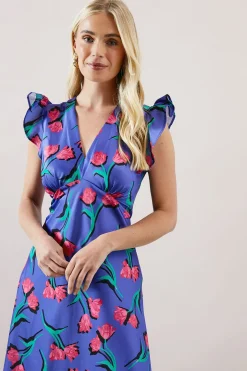 Robe Petite en Satin Coupe Biais Col V