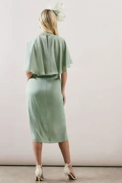 Wallis Robe Petite en Satin à Manches Cape et Décolleté Goutte d'Eau<Femme Robes Mi-Longues|Satin Et Dentelle