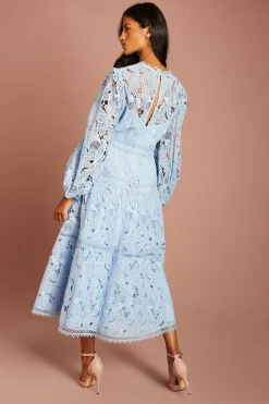 Coast Robe Petite À Manches Longues Avec Empiècements En Dentelle<Femme Robes Mi-Longues|Satin Et Dentelle