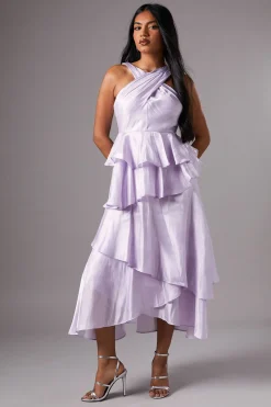 Coast Robe Petite à Volants Étagés et Col Croisé<Femme Toutes Les Robes|Robes Mi-Longues