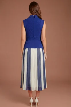 Robe Plissée Bandage Bleue