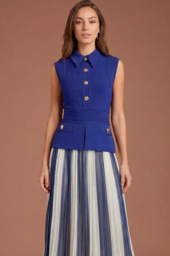 Robe Plissée Bandage Bleue