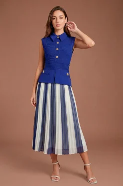 Robe Plissée Bandage Bleue