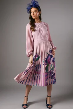 Robe Plissée à Imprimé Placé