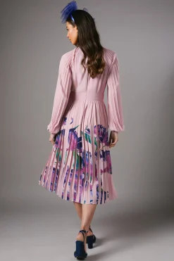 Robe Plissée à Imprimé Placé