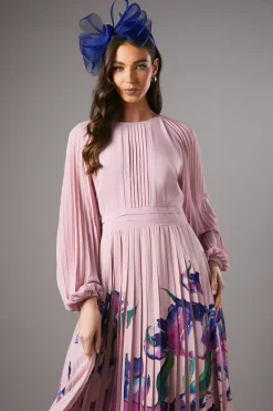 Robe Plissée à Imprimé Placé
