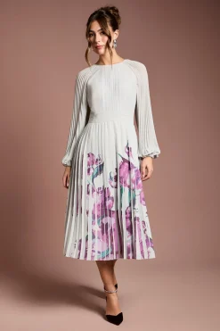 Robe Plissée à Imprimé Positionné