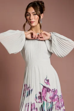 Robe Plissée à Imprimé Positionné
