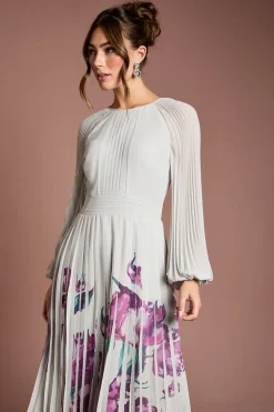 Robe Plissée à Imprimé Positionné